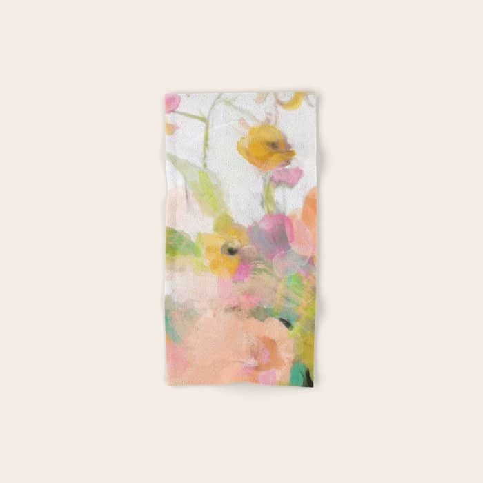Pink Spring Summer Floral Abstract Bath Towel