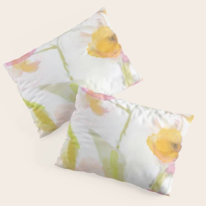 Pink Spring Summer Floral Abstract Pillow Sham