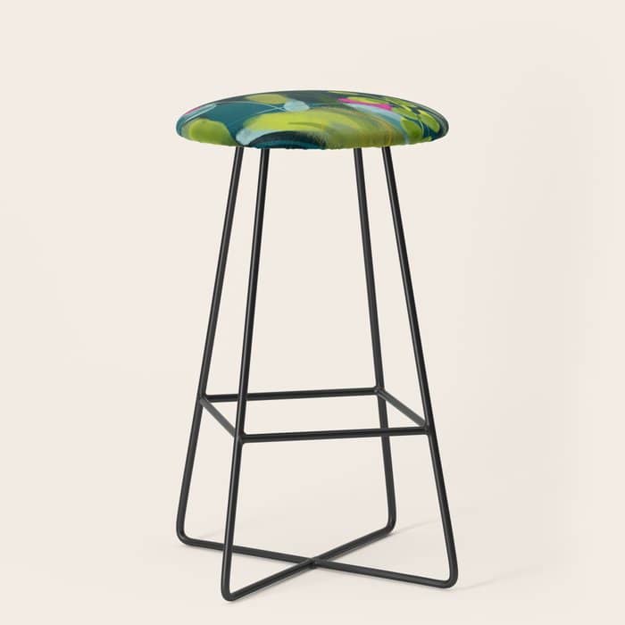 Abstract Jungle Fever Leaves In Floral Green Stool