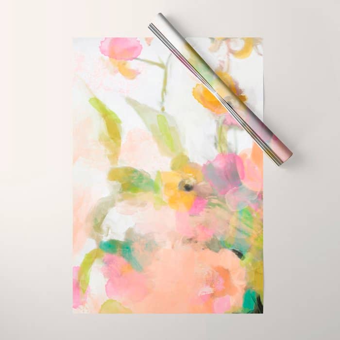 Pink Spring Summer Floral Abstract Wrapping Paper