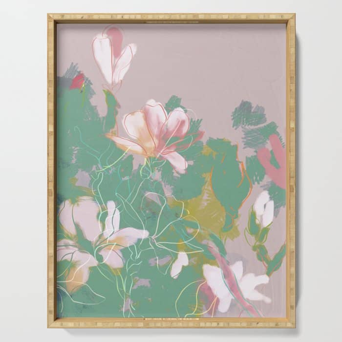 Magnolia Pastel Abstract Art Serving Tray