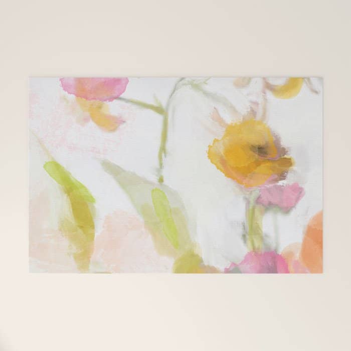 Pink Spring Summer Floral Abstract Welcome Mat