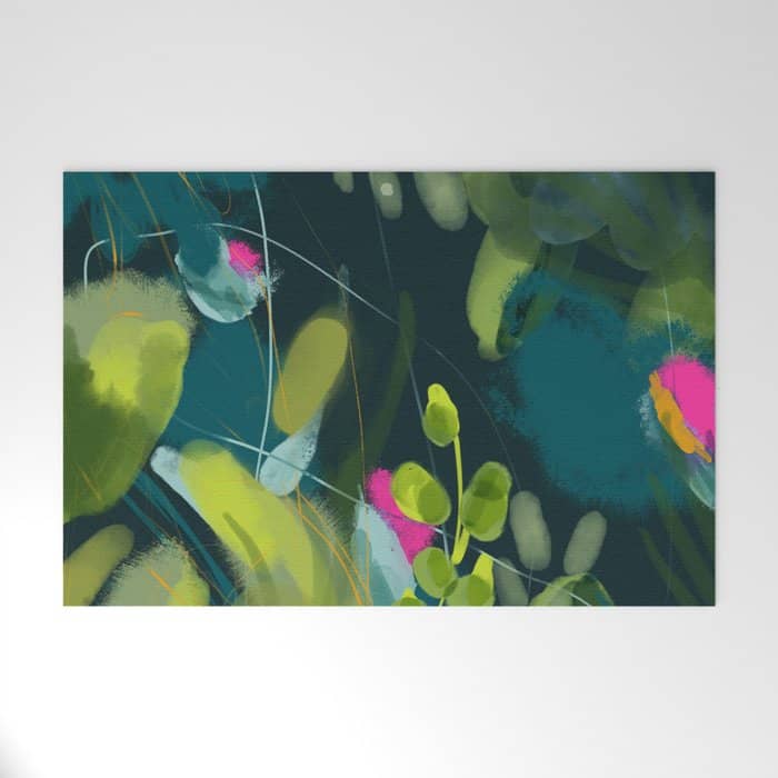 Abstract Jungle Fever Leaves In Floral Green Welcome Mat