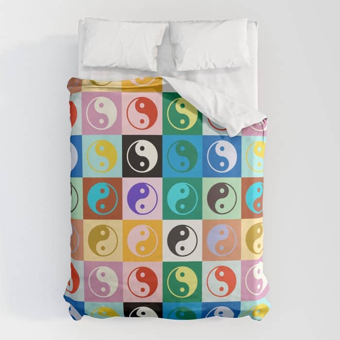 Checkered Yin Yang Pattern (Color Block Version) Duvet Cover