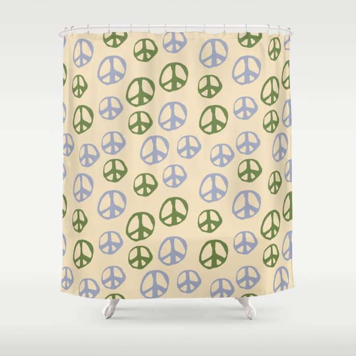 Hand-Drawn Peace Symbol Pattern Shower Curtain