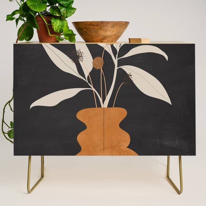 Minimal Abstract Art Vase Plant 11 Credenza