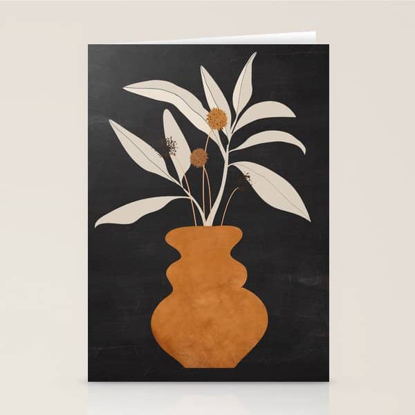Minimal Abstract Art Vase Plant 11 Stationery Card