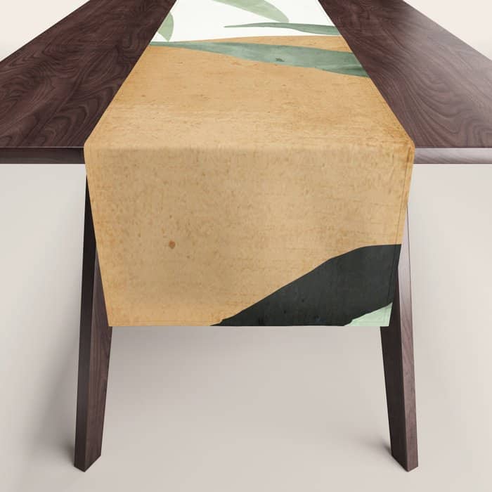 Abstract Art Tropical Leaves 4 Table Runner