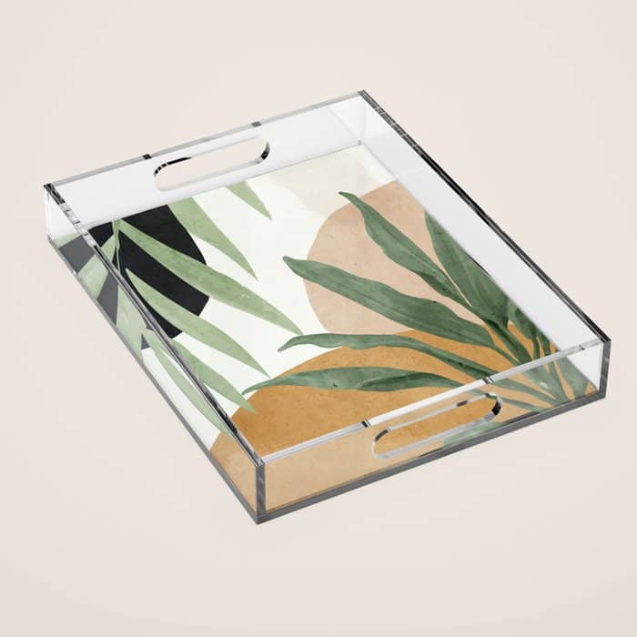 Abstract Art Tropical Leaves 4 Acrylic Tray