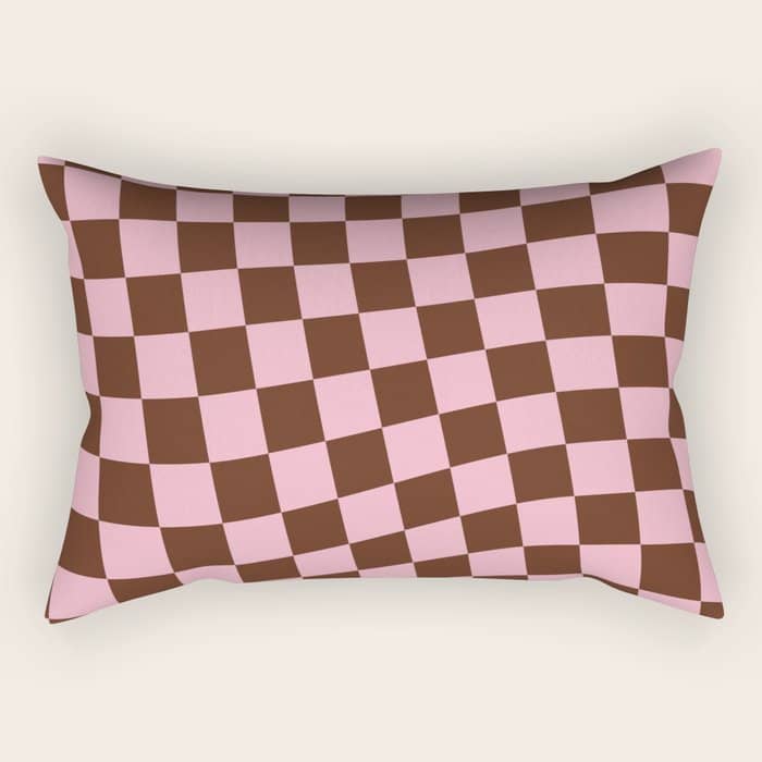 Retro Brown And Pink Checkerboard Rectangular Pillow