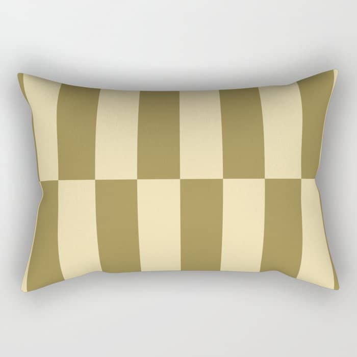 Strippy - Butter And Olive Rectangular Pillow