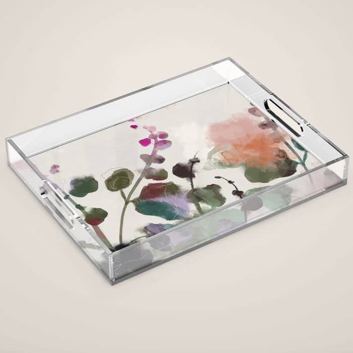 Floral Abstract Summer Autumn Acrylic Tray