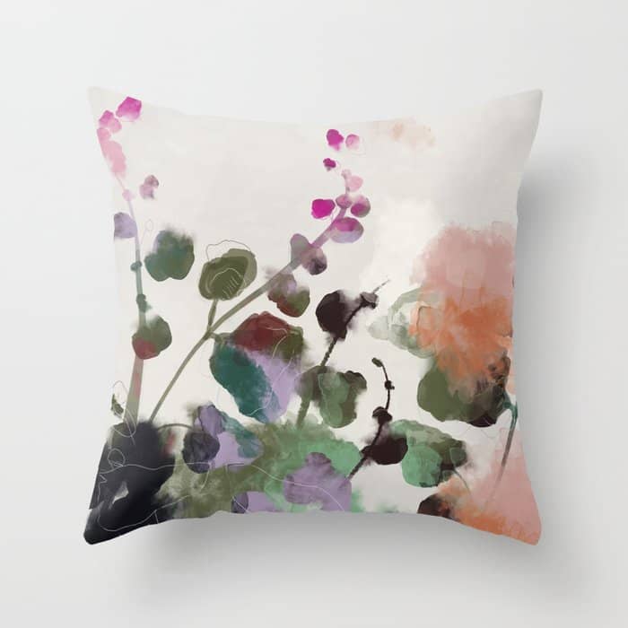 Floral Abstract Summer Autumn Throw Pillow