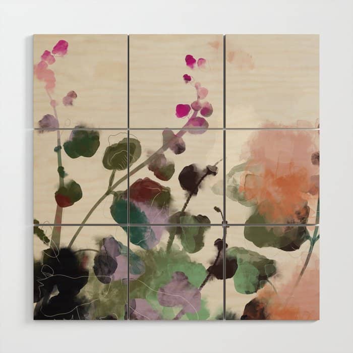 Floral Abstract Summer Autumn Wood Wall Art
