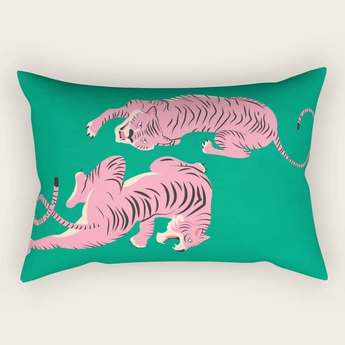 The Chase: Pink Tiger Edition Rectangular Pillow