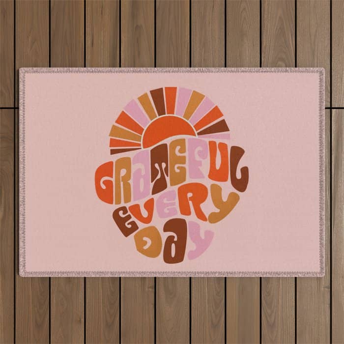 Grateful Everyday - 70s Hippie Style  Outdoor Rug