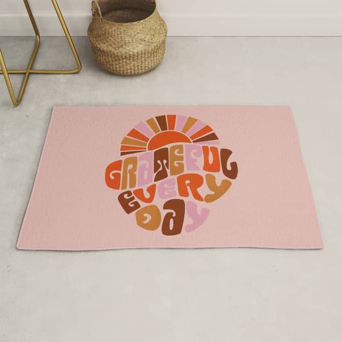 Grateful Everyday - 70s Hippie Style  Rug