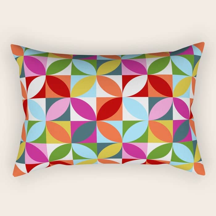 Colorful Retro Pattern Rectangular Pillow