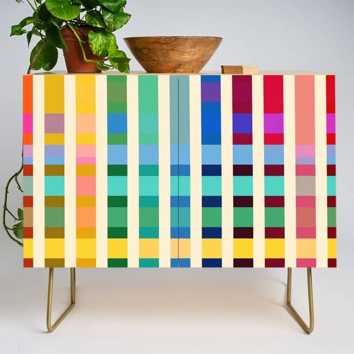 Futuristic Cyber Rainbow Crossing Credenza