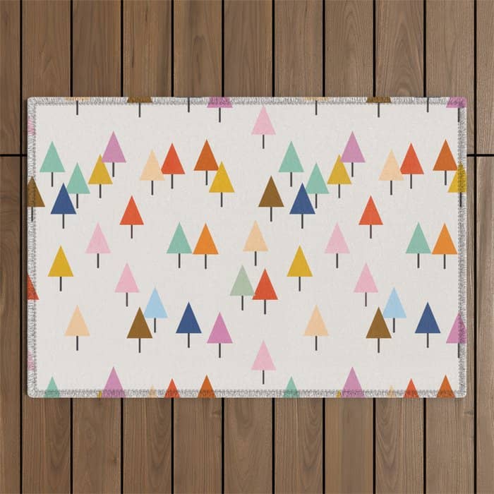 Pastel Triangle Trees: Cozy Winter Vibes With Modern Charm Outdoor Rug