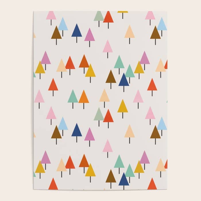 Pastel Triangle Trees: Cozy Winter Vibes With Modern Charm Poster