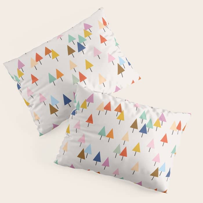 Pastel Triangle Trees: Cozy Winter Vibes With Modern Charm Pillow Sham