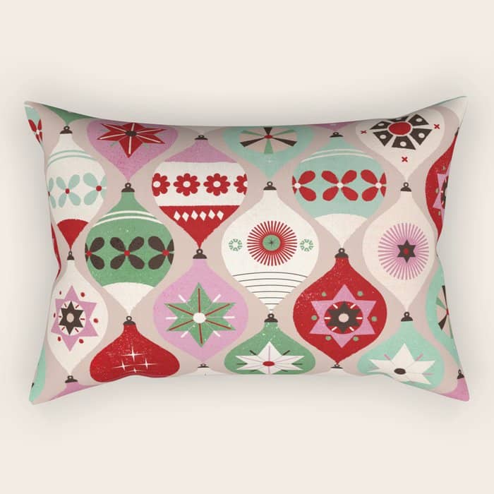 Festive Baubles Pattern Rectangular Pillow