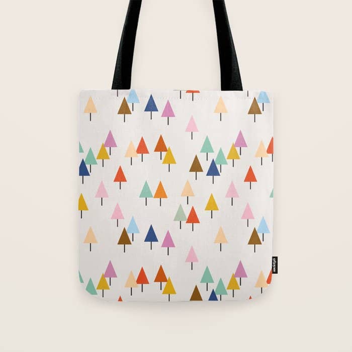 Pastel Triangle Trees: Cozy Winter Vibes With Modern Charm Tote Bag
