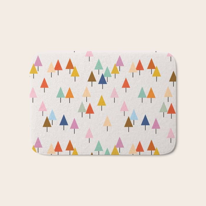 Pastel Triangle Trees: Cozy Winter Vibes With Modern Charm Bath Mat