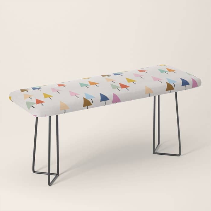 Pastel Triangle Trees: Cozy Winter Vibes With Modern Charm Bench
