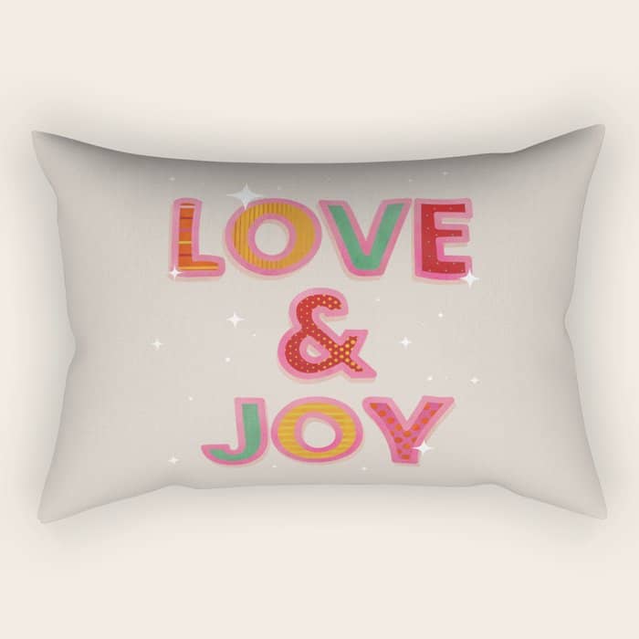 Love & Joy Festive Letters Rectangular Pillow