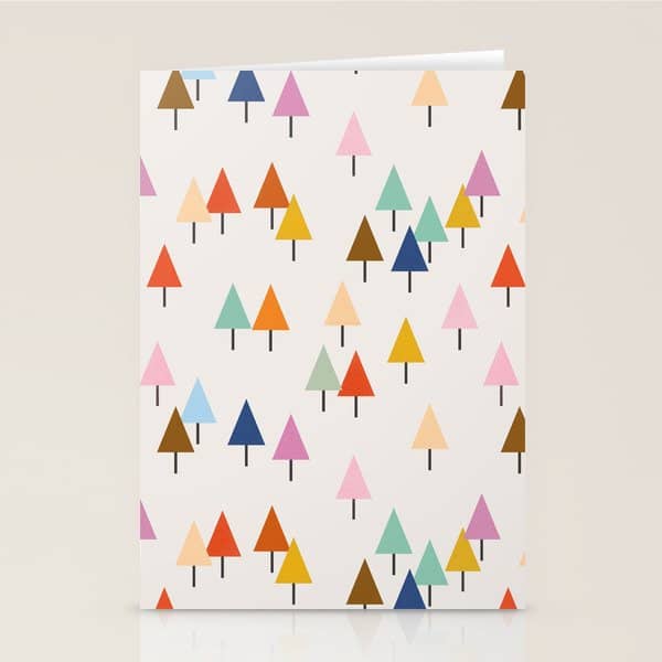 Pastel Triangle Trees: Cozy Winter Vibes With Modern Charm Stationery Card