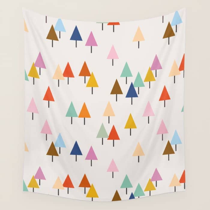 Pastel Triangle Trees: Cozy Winter Vibes With Modern Charm Wall Tapestry