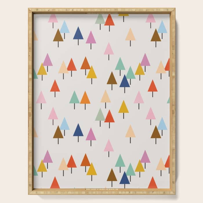 Pastel Triangle Trees: Cozy Winter Vibes With Modern Charm Serving Tray