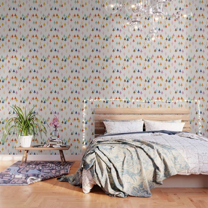 Pastel Triangle Trees: Cozy Winter Vibes With Modern Charm Wallpaper