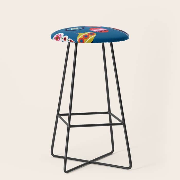 Retro Christmas Baubles On A Dark Background Stool
