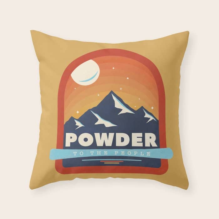 Powder To The People - Ski Badge Throw Pillow