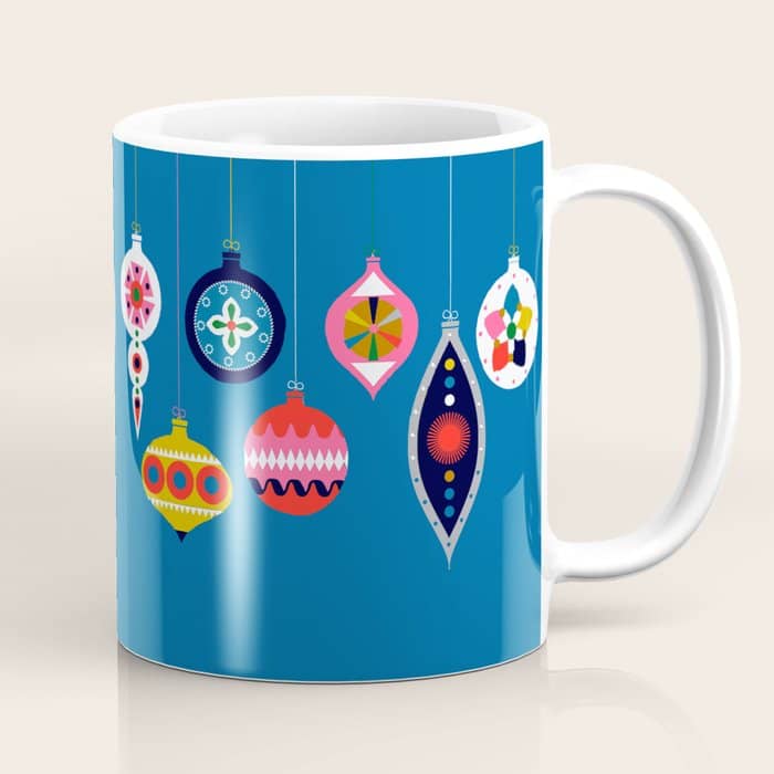 Retro Christmas Baubles On A Dark Background Coffee Mug