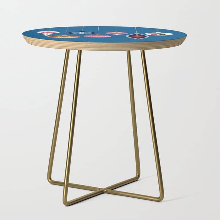 Retro Christmas Baubles On A Dark Background Side Table