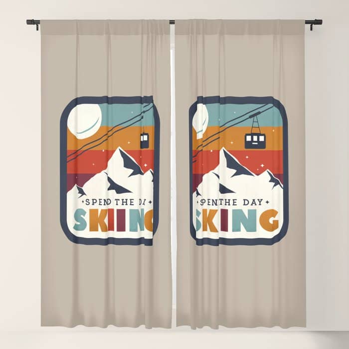 Spend The Day Skiing-Ski Badge Window Curtain