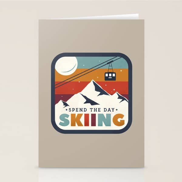 Spend The Day Skiing-Ski Badge Stationery Card