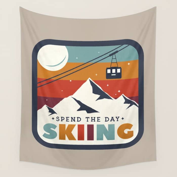 Spend The Day Skiing-Ski Badge Wall Tapestry