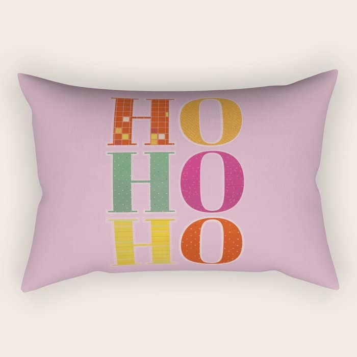 Ho Ho Ho Festive Letters Rectangular Pillow