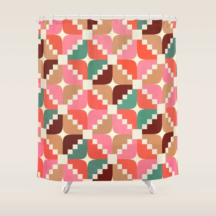 Winter Retro Quilt Pattern Shower Curtain