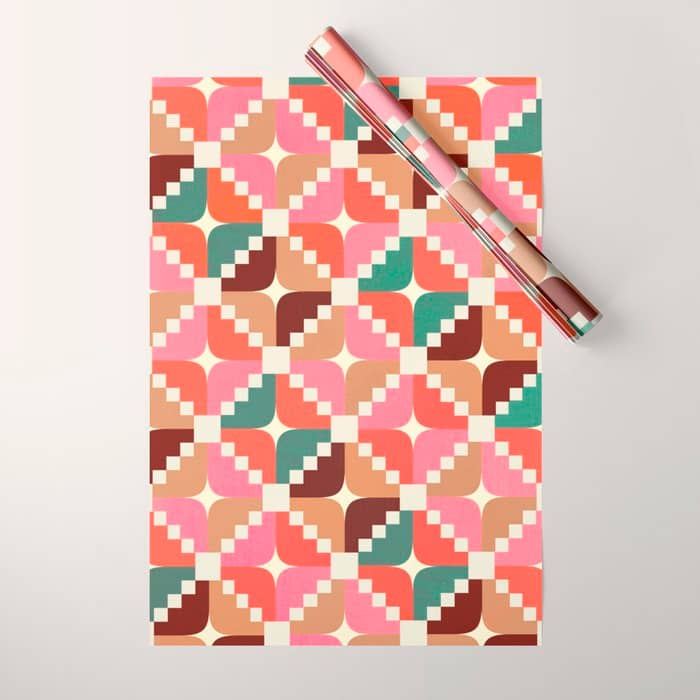 Winter Retro Quilt Pattern Wrapping Paper