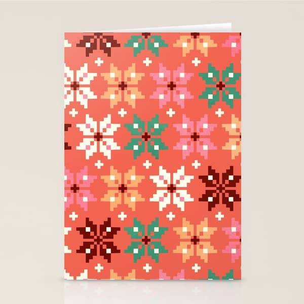 Winter Quilt Pattern No2 Stationery Card