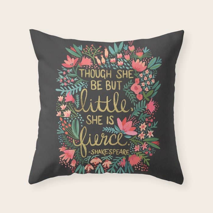 Little & Fierce On Charcoal Throw Pillow