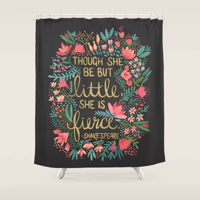 Little & Fierce On Charcoal Shower Curtain