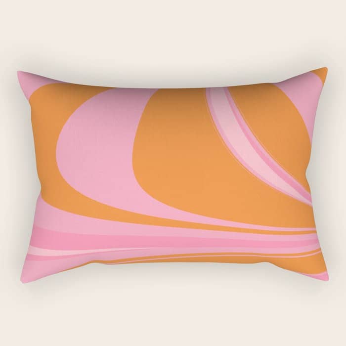 Groovy Color In Pink And Orange Rectangular Pillow