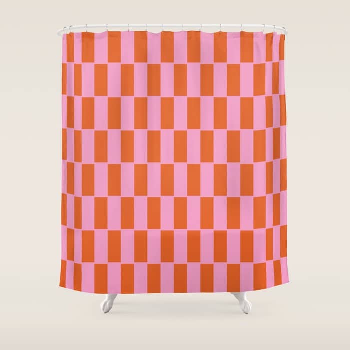 Rectangles In Pink And Red Shower Curtain